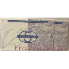 AUSTRALIA 1995 . FIVE 5 DOLLARS BANKNOTE FOLDER . EVANS/FRASER . FIRST PREFIX
